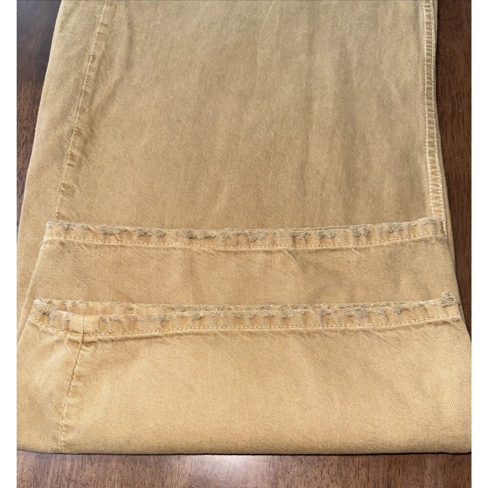 ZARA Tan Barrel Wide Leg Jeans Relaxed Baggy Distressed High Rise V Seam 10 NWT - Picture 11 of 12